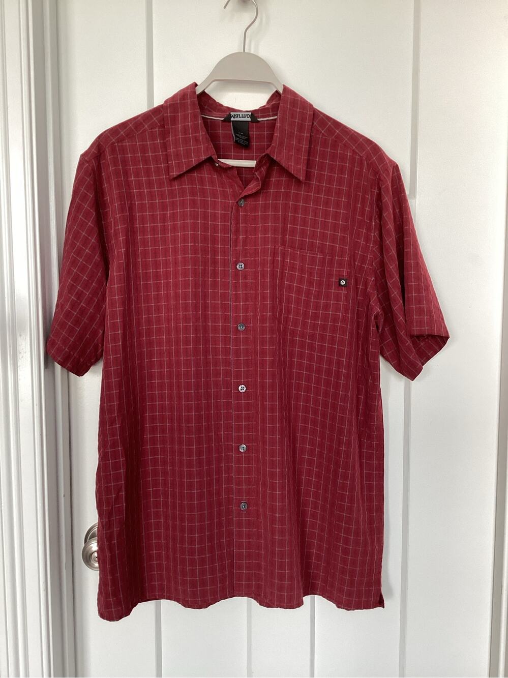 Marmot Men's Red Plaid Short Sleeve Button-Up Shirt large out shoor short sleeve